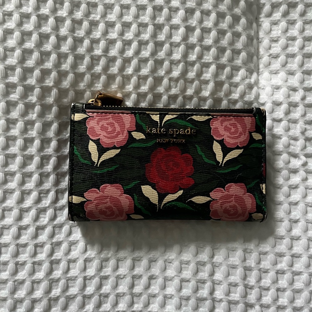 Kate Spade Black and Pink Floral Wallet